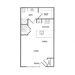 Studio, 1 bath, 532 sqft, $1,795