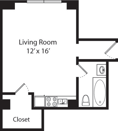 Studio, 1 bath, 342 sqft, $3,126, Unit 09G