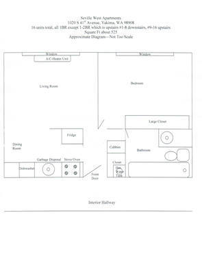 1 bed, 1 bath, 525 sqft, $910, Unit 16