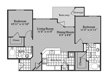 2 beds, 2 baths, 1,011 sqft, $1,220