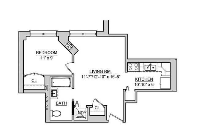 1 bed, 1 bath, 550 sqft, $1,425, Unit 1206
