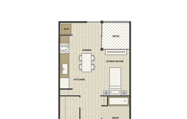 Studio, 1 bath, 537 sqft, $2,450, Unit 409
