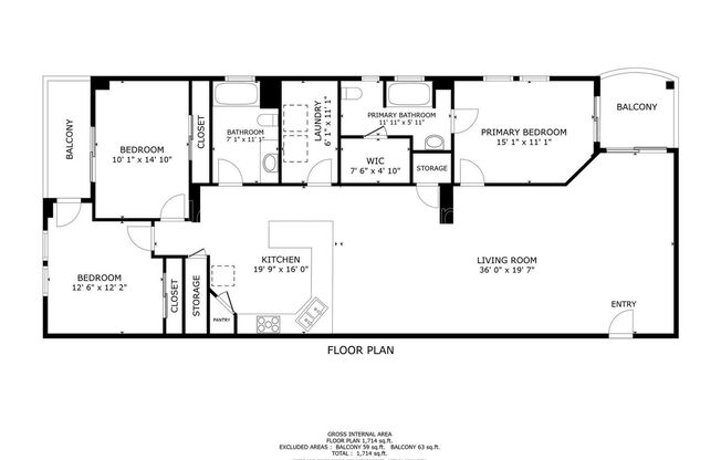 2 beds, 2 baths, 1,327 sqft, $3,345, Unit 105