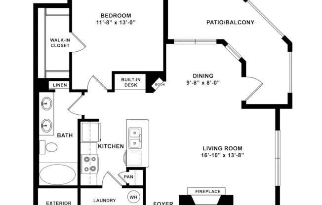 1 bed, 1 bath, 813 sqft, $1,334
