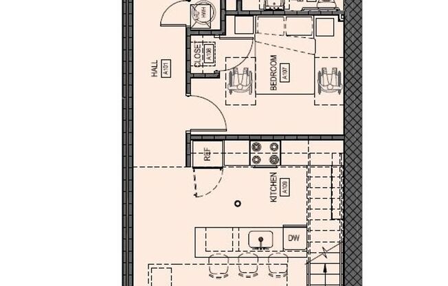 2 beds, 2 baths, 1,379 sqft, $1,525, Unit A