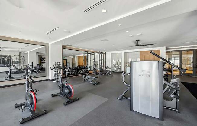 Fitness center with equipments at Bayview Apartments, Emeryville