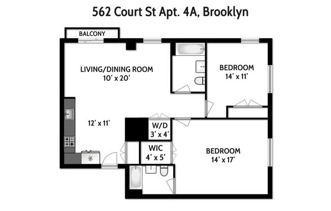 2 beds, 2 baths, $5,500, Unit 4A