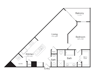 1 bed, 1.5 baths, 1,094 sqft, $2,043