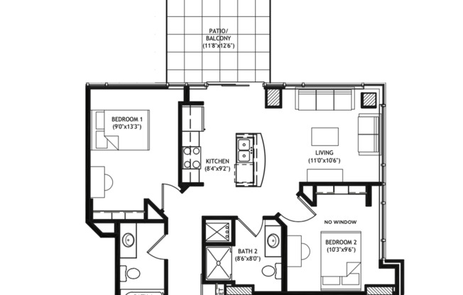 2 beds, 2 baths, 790 sqft, $3,365, Unit 600