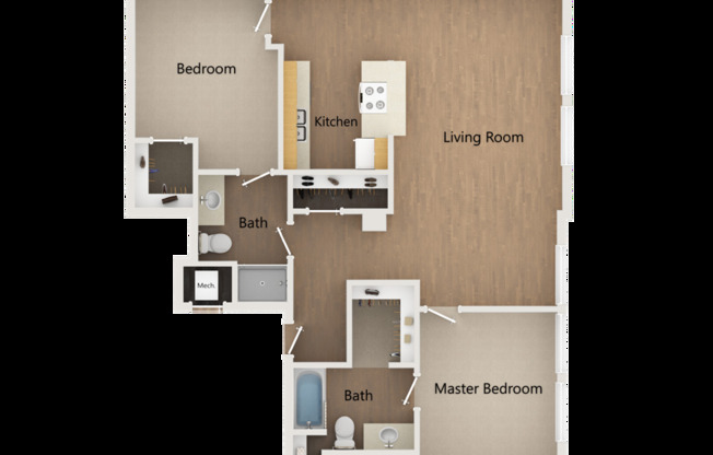 2 beds, 2 baths, 1,020 sqft, $1,750, Unit 509