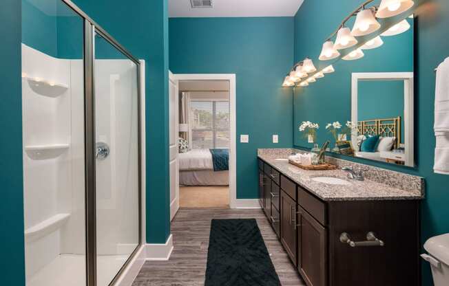 Renovated Bathrooms With Quartz Counters at Abberly Solaire Apartment Homes, North Carolina