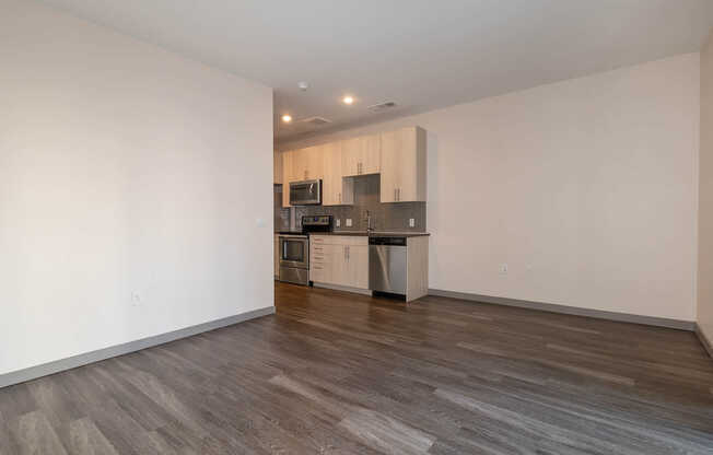 Living Area and Kitchen with Hard Surface Flooring