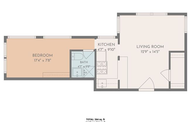 1 bed, 1 bath, 362 sqft, $1,050, Unit 14
