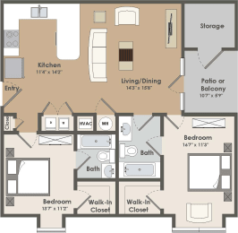 2 beds, 2 baths, 1,000 sqft, $1,472