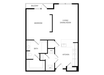1 bed, 1 bath, 640 sqft, $1,290