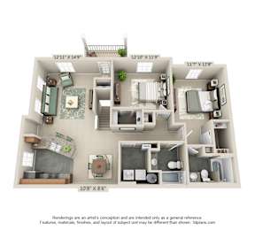 2 beds, 2 baths, 1,165 sqft, $1,637