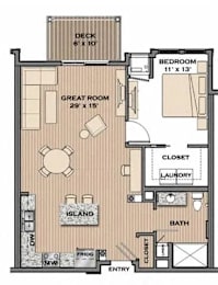 1 bed, 1 bath, 768 sqft, $1,645