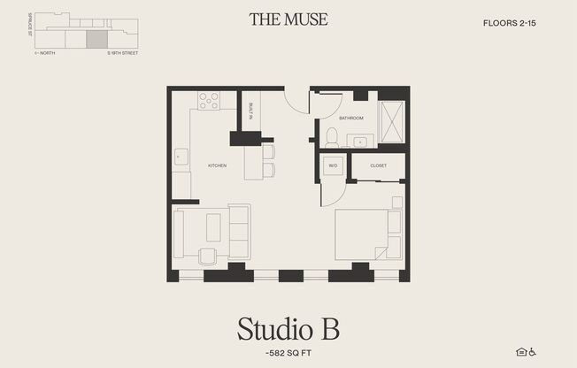 Studio, 1 bath, 576 sqft, $2,495, Unit 404