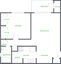 1 bed, 1 bath, 744 sqft, $1,184