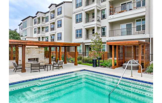 Pool and Cabanas at Reveal at Onion Creek