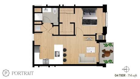 1 bed, 1 bath, 714 sqft, $2,345
