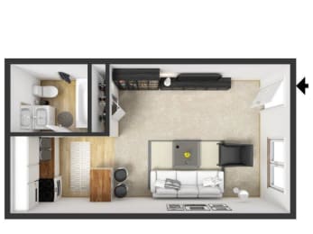 Studio, 1 bath, 288 sqft, $815