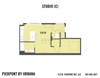 Studio, 1 bath, 578 sqft, $1,415