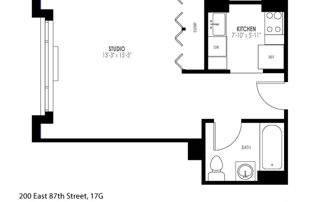 Studio, 1 bath, $3,387, Unit 17G