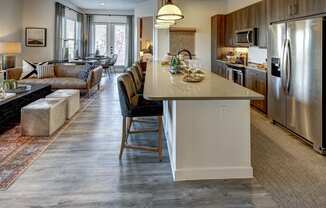 Fitted Kitchen With Island Dining at The Alden at Cedar Park, Cedar Park, TX