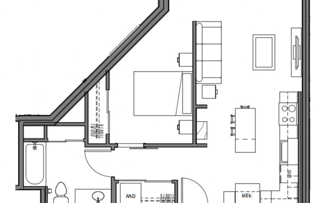 Studio, 1 bath, 657 sqft, $1,600, Unit 544