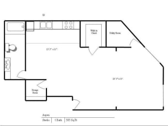 Studio, 1 bath, 602 sqft, $1,400