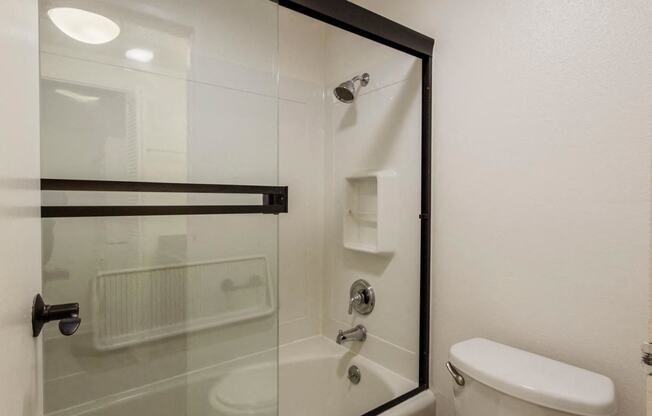 Palo Alto, CA Apartments for Rent - Palo Alto Place Bathroom with Large Vanity, Shower, and Bathtub