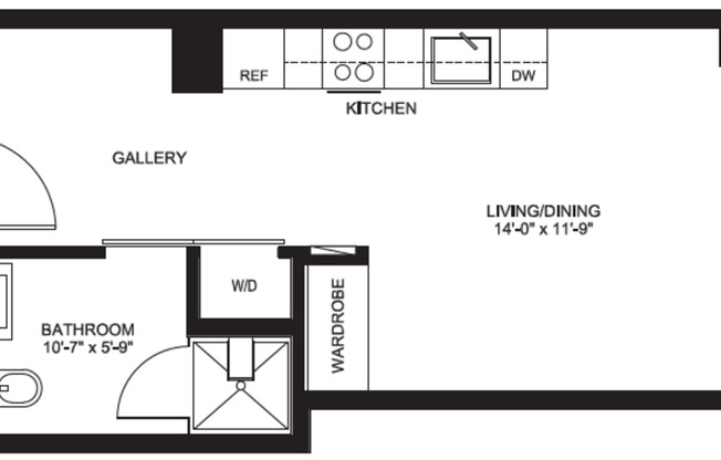Studio, 1 bath, 340 sqft, $1,388