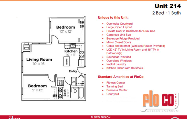 2 beds, 1 bath, 793 sqft, $1,880, Unit 214A