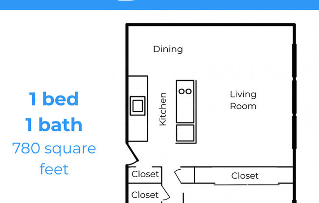 1 bed, 1 bath, 780 sqft, $1,220, Unit 212
