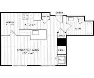 Studio, 1 bath, 527 sqft, $2,585