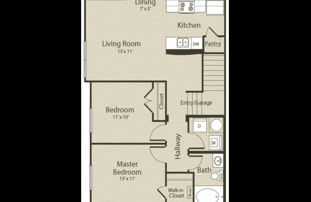 2 beds, 1 bath, 918 sqft, $1,550