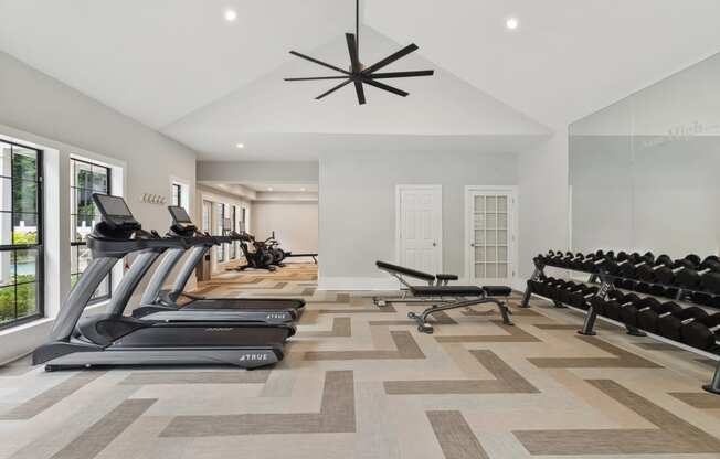 fitness center at The  Berkshires at Vinings apartments