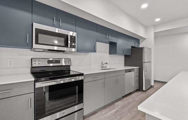 Kitchen with cabinets at Ironside Apartments, Washington, 99202