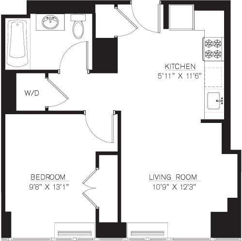 1 bed, 1 bath, 618 sqft, $4,452, Unit 17K
