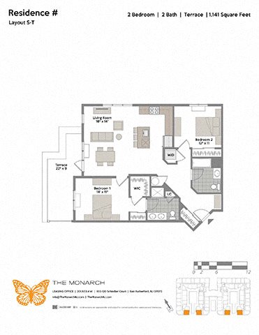 2 beds, 2 baths, 1,141 sqft, $3,475