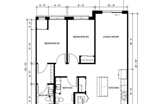 2 beds, 2 baths, 1,003 sqft, $2,400, Unit SC 1408-214