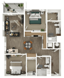 2 beds, 2 baths, 1,049 sqft, $1,795