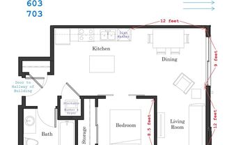 1 bed, 1 bath, 613 sqft, $1,475, Unit 603