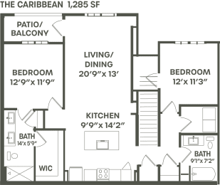 2 beds, 2 baths, 1,285 sqft, $1,920