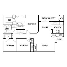 3 beds, 2 baths, 1,118 sqft, $1,391
