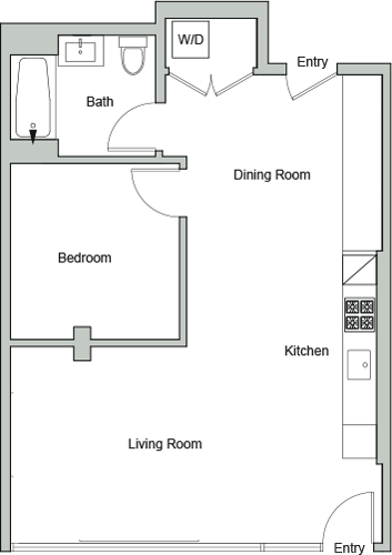 1 bed, 1 bath, 662 sqft, $2,577, Unit 105