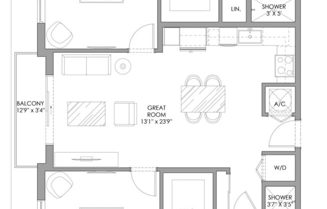 2 beds, 2 baths, 1,115 sqft, $3,034