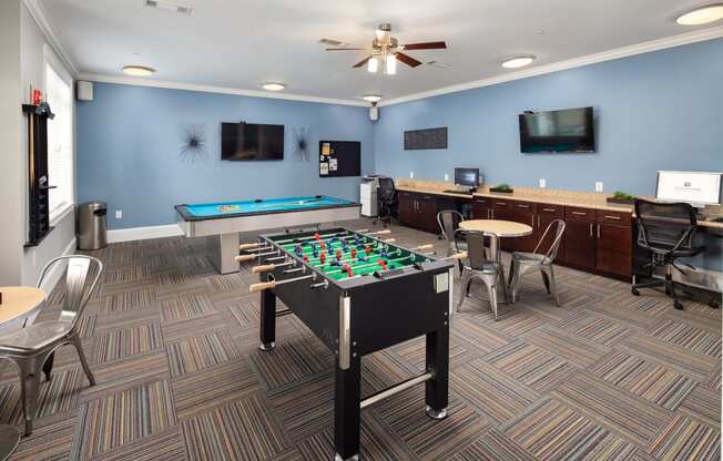 Billiards Table In Clubhouse at Abberly Crossing Apartment Homes by HHHunt, Ladson, SC, 29456