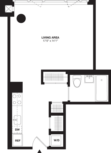 Studio, 1 bath, 515 sqft, $4,663, Unit 26G